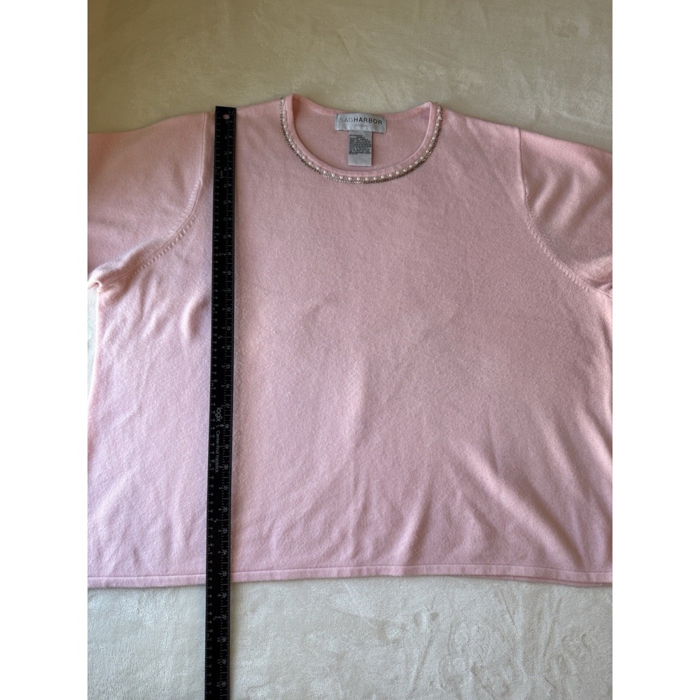 Sag Harbor Women's Sweater Top 3XL Pink Cozy‎ Soft Knit Short Sleeve Embellished - Picture 4 of 6
